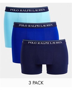 Набор из 3 тканых боксеров темно синего цвета с логотипом на поясе Polo ralph lauren