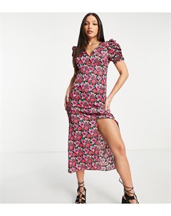 Чайное платье миди с разноцветным цветочным принтом в стиле 70 х Topshop tall