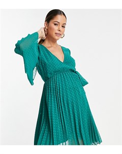 Зеленое плиссированное платье мини из ткани добби с запахом ASOS DESIGN Maternity Asos maternity