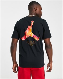 Плотная футболка черного цвета с принтом на спине Nike Jumpman 3D Jordan
