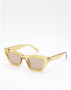 Солнцезащитные очки в оправе кошачий глаз коричневого цвета с линзами в тон Recycled Asos design