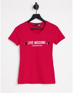 Красная футболка с логотипом Love moschino