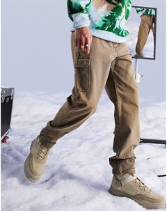 Свободные брюки карго цвета холста с эффектом кислотной стирки Asos design
