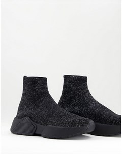 Черные кроссовки носки с блестками Della Asos design