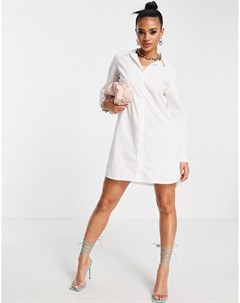 Белое платье рубашка мини из органического хлопка Asos design