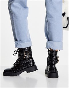 Лакированные черные ботинки с имитацией крокодиловой кожи Aliyah Miss selfridge