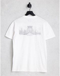 Белая футболка с логотипом и принтом города Abercrombie & fitch
