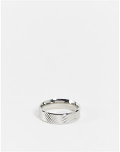 Серебристое широкое кольцо из нержавеющей стали с горизонтальным тиснением Asos design