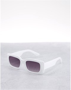 Солнцезащитные очки в блестящей прямоугольной оправе белого цвета со скошенными углами Asos design