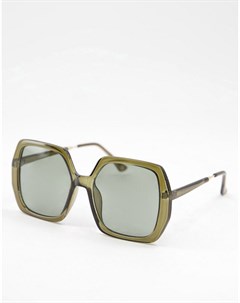 Солнцезащитные очки в крупной оправе зеленого цвета в стиле 70 х Recycled Asos design