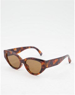 Скошенные солнцезащитные очки кошачий глаз в коричневой черепаховой оправе из переработанных материа Asos design