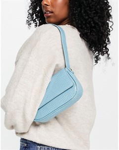 Голубая сумка на плечо с отделкой под кожу крокодила и клапаном Asos design
