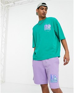 Фиолетовые свободные шорты со множеством графических изображений и логотипов от комплекта ASOS Dayso Asos design