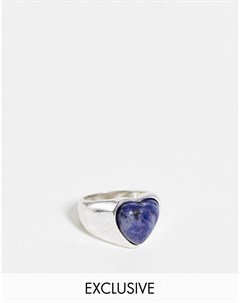 Серебристое кольцо унисекс в стиле гранж с камнем в виде сердца Inspired Reclaimed vintage
