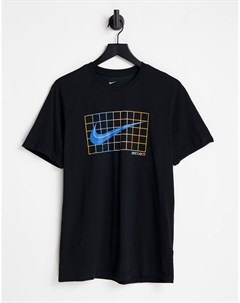 Черная футболка с графическим принтом и логотипом галочкой Swoosh Nike basketball