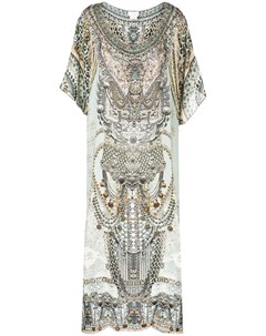 Шелковое платье кафтан с графичным принтом Camilla