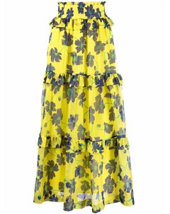 Шелковая ярусная юбка с цветочным принтом Parosh