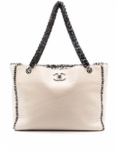 Твидовая сумка тоут 2009 2010 го года с логотипом CC Chanel pre-owned