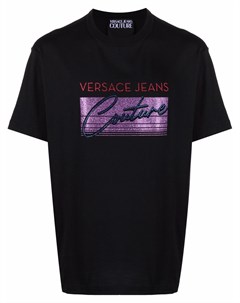 Футболка с блестками и логотипом Versace jeans couture