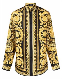 Шелковая рубашка с принтом Baroque Versace