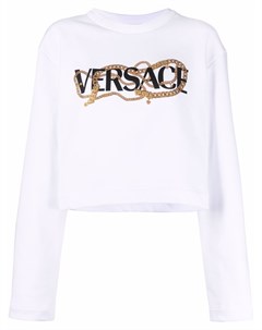 Укороченная футболка с принтом Barocco Versace