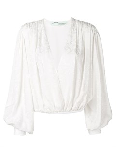 Off white блузка с запахом и логотипом 42 белый Off-white
