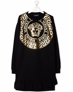 Платье свитер с длинными рукавами и логотипом Versace kids