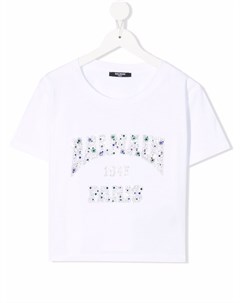 Футболка с логотипом из страз Balmain kids