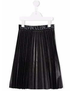 Плиссированная юбка из искусственной кожи Calvin klein kids