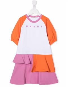 Платье футболка асимметричного кроя в стиле колор блок Marni kids