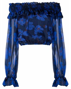 Шелковая блузка с открытыми плечами и цветочным принтом Parosh