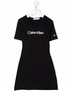 Расклешенное платье с логотипом Calvin klein kids