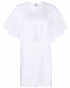 Платье с короткими рукавами и вставкой из тюля Msgm
