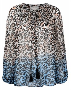 Блузка с объемными рукавами и леопардовым принтом Ermanno firenze