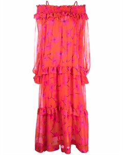 Шелковое платье с оборками и цветочным принтом Parosh
