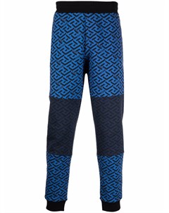 Спортивные брюки в стиле колор блок с декором La Greca Versace