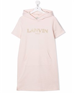 Платье с капюшоном и тисненым логотипом Lanvin enfant