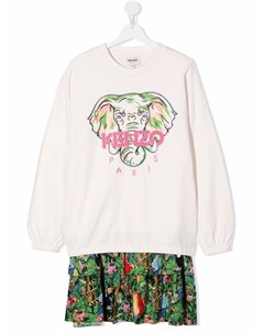 Платье с вышитым логотипом Kenzo kids