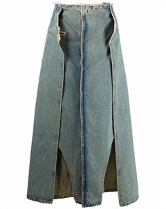 Многослойная джинсовая юбка с эффектом потертости Maison margiela