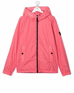 Куртка на молнии с капюшоном и нашивкой логотипом Stone island junior