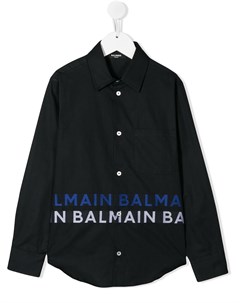 Рубашка с длинными рукавами и логотипом Balmain kids