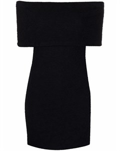 Жаккардовое платье мини с открытыми плечами Msgm