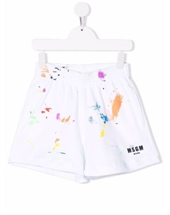 Шорты с эффектом разбрызганной краски Msgm kids