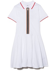 Платье с воротником поло и отделкой Icon Stripe Burberry kids