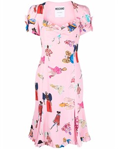 Платье с короткими рукавами и графичным принтом Moschino