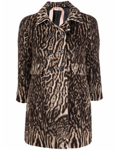 Двубортное пальто с леопардовым принтом No21