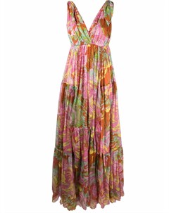 Длинное шифоновое платье с принтом 60s Dolce&gabbana