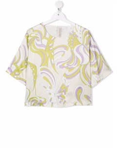 Блузка с укороченными рукавами и абстрактным принтом Emilio pucci junior