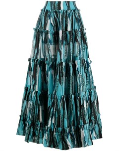 Ярусная юбка макси с анималистичным принтом Roberto cavalli