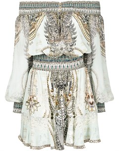 Платье мини с открытыми плечами и графичным принтом Camilla